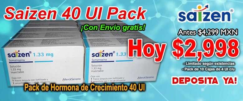 Saizen 40 UI Pack a solo $2998 MXN Envio Gratis!