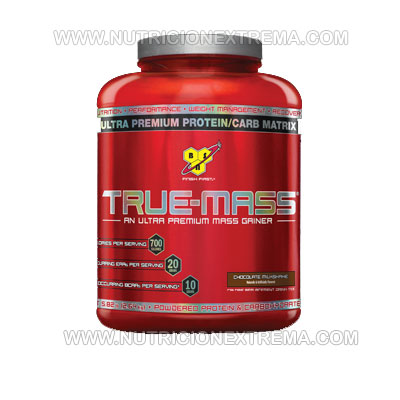 True-Mass 5.75 libras - Ganancias de masa muscular limpias de grasa. BSN - Mejora la ganancia de masa muscular fácilmente. Con 6 tipos de proteína, y 46gr. por toma